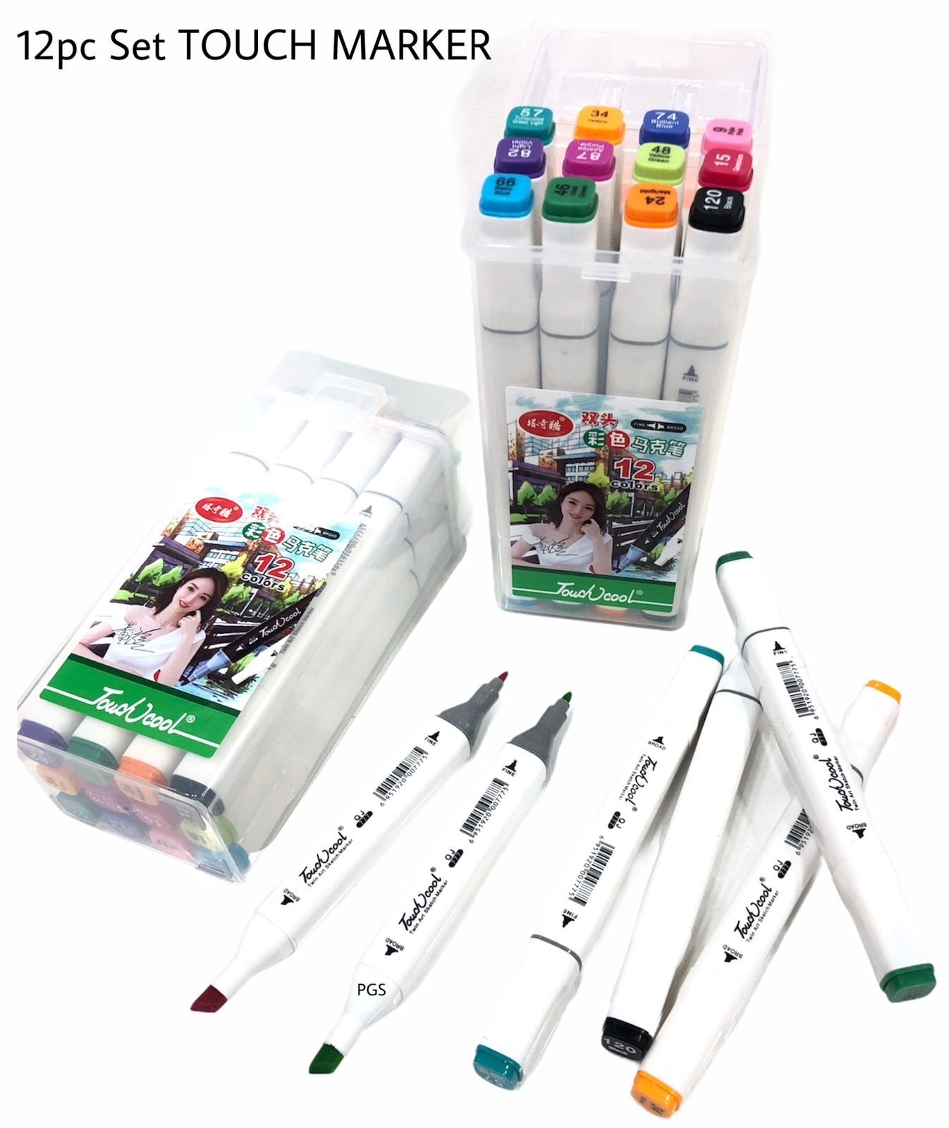 Touch cool  Dual tip Marker set -12pc